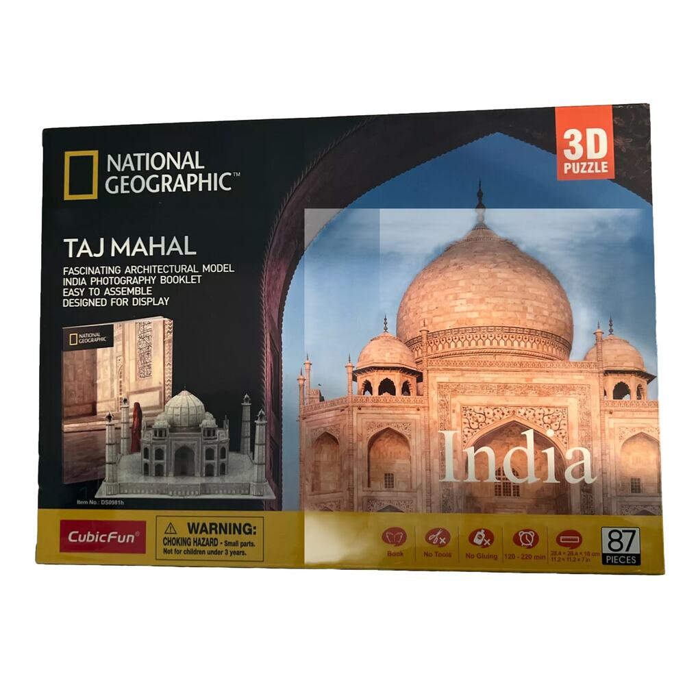 New. TajMahal INDIA 3D National Geographic 87pc Puzzle ARCHITECTURAL Sealed